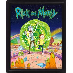 Rick Y Morty Set De 5 Posteres Efecto 3d Enmarcado Portal 26 X 20 Cm 3