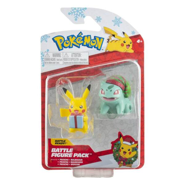 Pack de 2 Minifiguras Battle Figure Pack Edición Navideña: Pikachu & Bulbasaur de Pokémon 5 cm - Collector4u.com