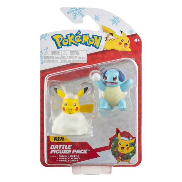 Pack de 2 Minifiguras Battle Figure Pack Edición Navideña: Pikachu & Squirtle de Pokémon5 cm - Collector4u.com