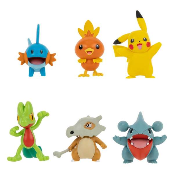Pack de 6 Figuras Battle Figure Set Treecko, Torchic, Mudkip, Gible, Pikachu, Cubone de Pokémon - Collector4u.com