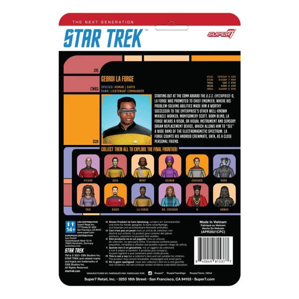Figura Wave 2 Lt. Commander La Forge Star Trek: The Next Generation ReAction 10 cm - Collector4u.com