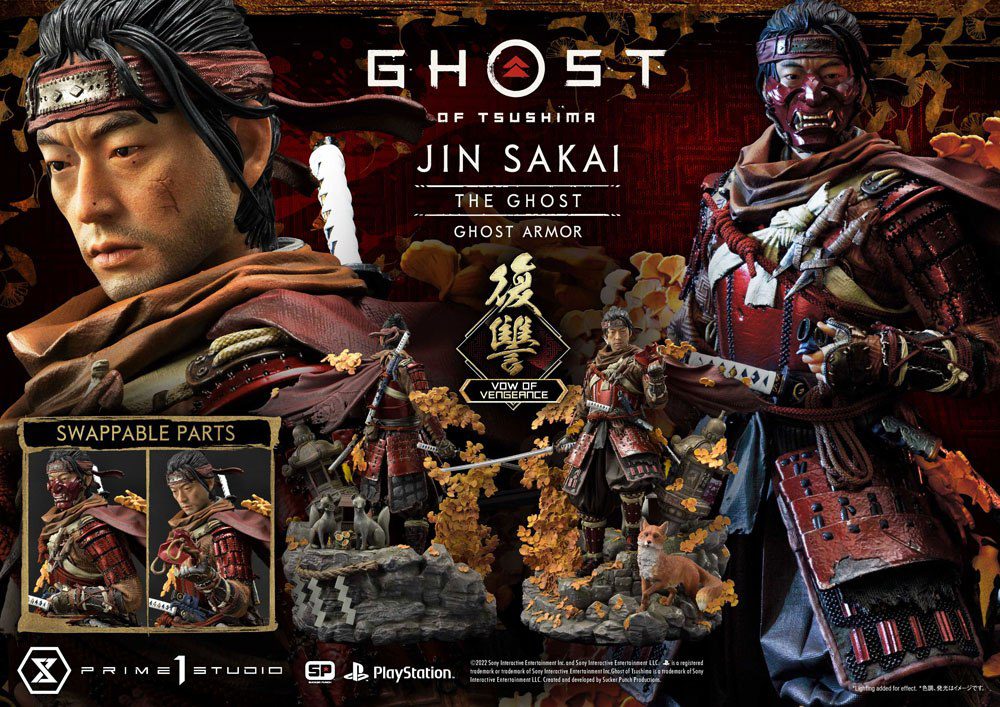 Estatua Jin Sakai The Ghost Vow of Vengeance Ghost Armor Ghost of Tsushima 1/4 58 cm