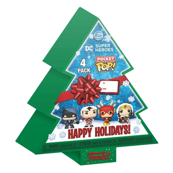 Pack de 4 Figuras Pocket POP! Vinyl Tree Holiday Box DC Comics Holiday 2022 4 cm - Collector4u.com