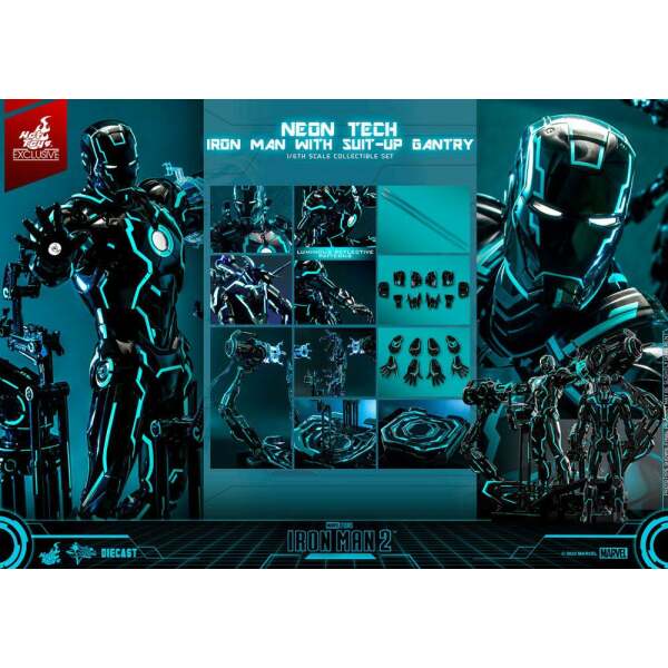 Figura 1/6 Neon Tech Iron Man with Suit-Up Gantry Iron Man 2 32 cm