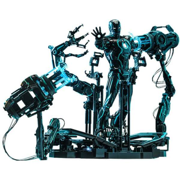 Figura 1 6 Neon Tech Iron Man With Suit Up Gantry Iron Man 2 32 Cm