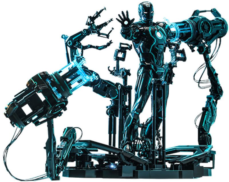Figura 1 6 Neon Tech Iron Man With Suit Up Gantry Iron Man 2 32 Cm