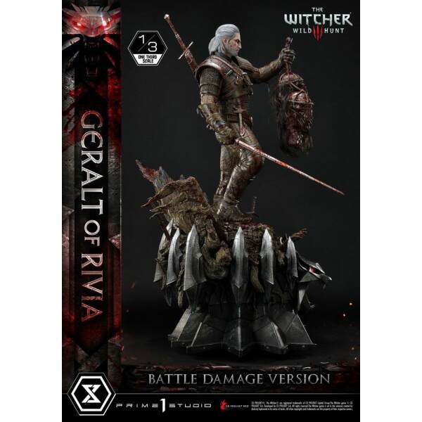 Estatua 1/3 Geralt von Rivia Battle Witcher 3 Wild Hunt Damage Version 88 cm - Collector4u.com
