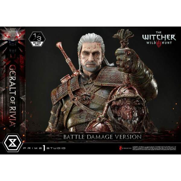 Estatua 1/3 Geralt von Rivia Battle Witcher 3 Wild Hunt Damage Version 88 cm - Collector4u.com