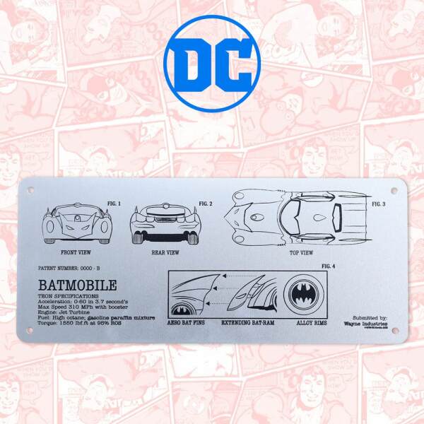 Placa de Chapa Batmobile Schematic DC Comics - Collector4u.com