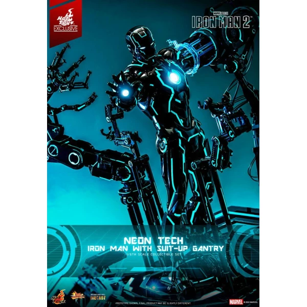 Figura 1/6 Neon Tech Iron Man with Suit-Up Gantry Iron Man 2 32 cm - Collector4u.com