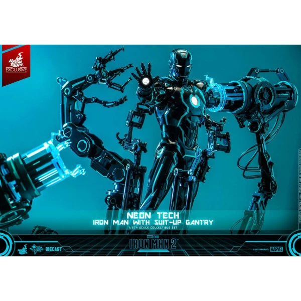 Figura 1/6 Neon Tech Iron Man with Suit-Up Gantry Iron Man 2 32 cm - Collector4u.com