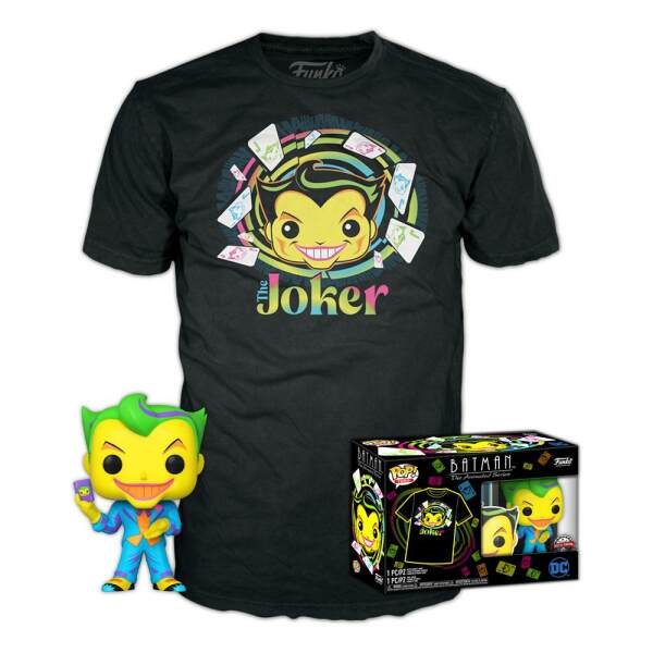 Set de Minifigura y Camiseta Joker BKLT talla XL DC Comics POP! & Tee