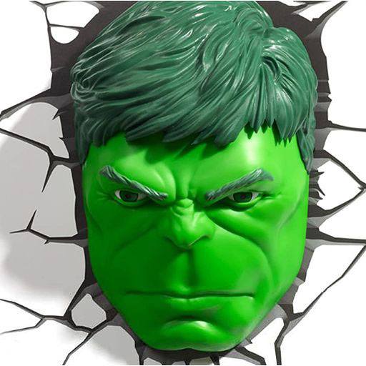 Lámpara 3D LED Hulk Face 3D Marvel Comics