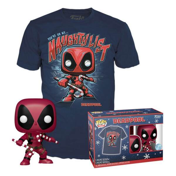 Minifigura y Camiseta Deadpool HLD Marvel POP! & Tee Set talla XL