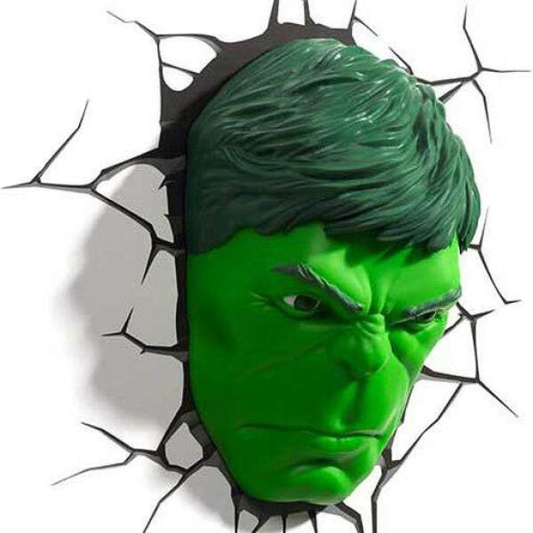 Lámpara 3D LED Hulk Face 3D Marvel Comics - Collector4u.com