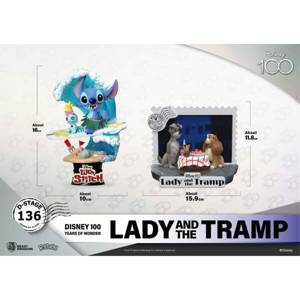 Diorama Lady And The Tramp Disney 100th Anniversary PVC D-Stage 12 cm - Collector4u.com
