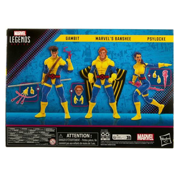 Pack de 3 Figuras Gambit Marvels Banshee Psylocke X-Men 60th Anniversary Marvel Legends 15 cm - Collector4u.com