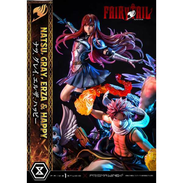Estatua Natsu Gray Erza Happy Deluxe Version Fairy Tail PVC 1/7 57 cm - Collector4u.com