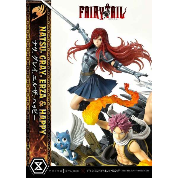 Estatua Natsu Gray Erza Happy Deluxe Bonus Version Fairy Tail PVC 1/7 57 cm - Collector4u.com