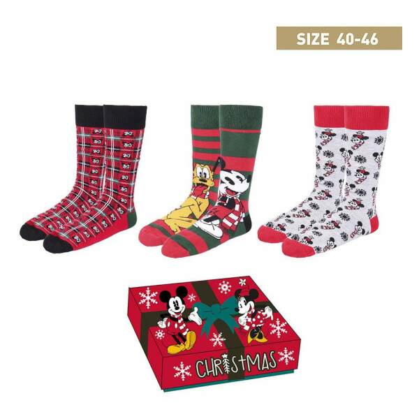 Disney Pack de 3 Pares de calcetines Mickey Christmas Collection 40-46