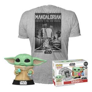 Star Wars The Mandalorian POP! & Tee Set de Minifigura y Camiseta Grogu w/cookie talla XL
