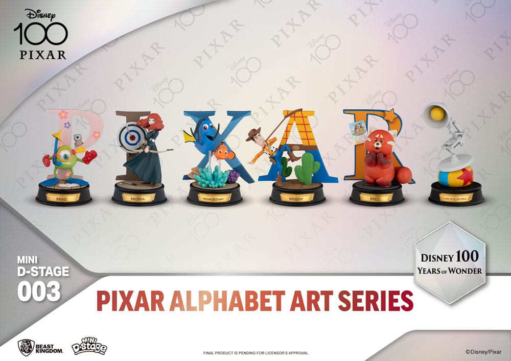 Disney Pack de 6 Estatuas Mini Diorama Stage 100 Years of Wonder-Pixar Alphabet Art 10 cm