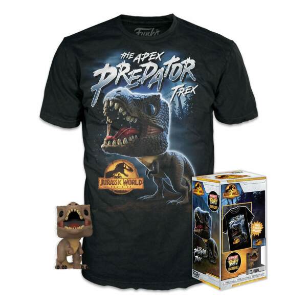 Jurassic World Pocket POP! & Kids Tee Set de Minifigura y Camiseta T-Rex talla XL - Collector4U