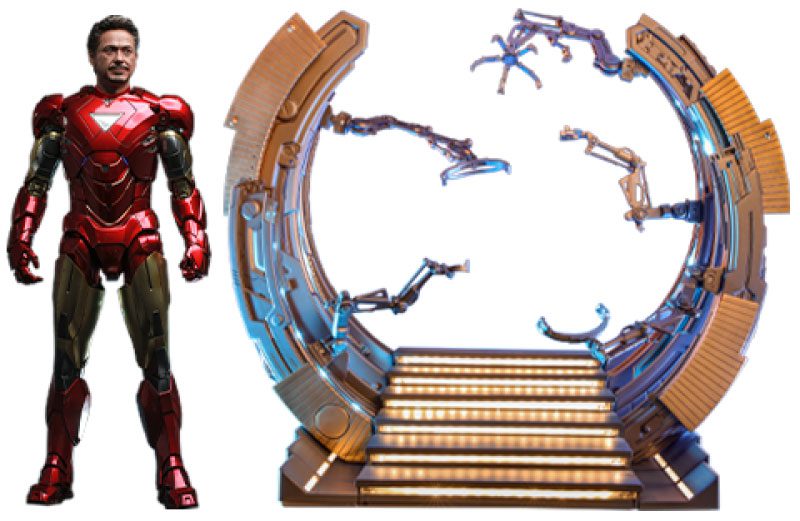 Marvel Los Vengadores Figura Movie Masterpiece Diecast 1/6 Iron Man Mark VI (2.0) with Suit-Up Gantry 32 cm - Collector4u.com