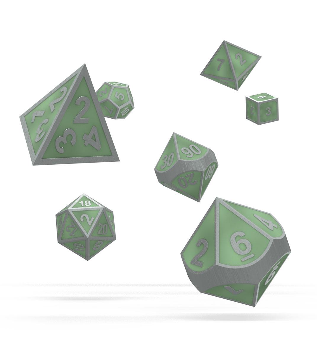 Oakie Doakie Dice Dados RPG-Set Metal Glow in the Dark – Druid’s Blaze (7)