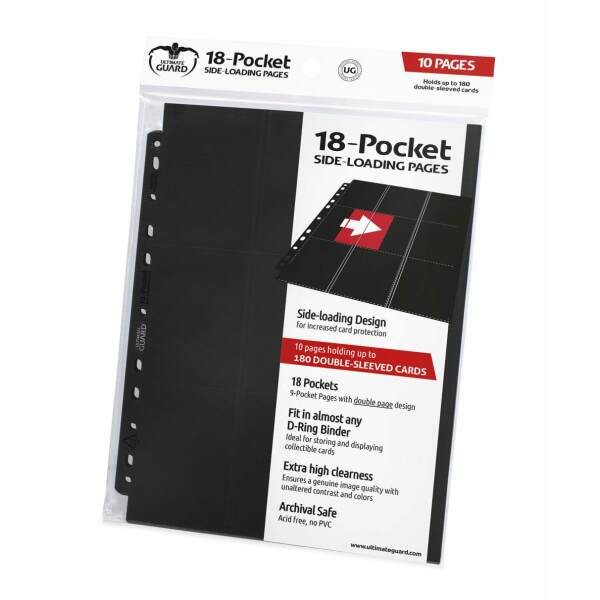 Ultimate Guard 18-Pocket Pages Side-Loading Negro (10) - Collector4U