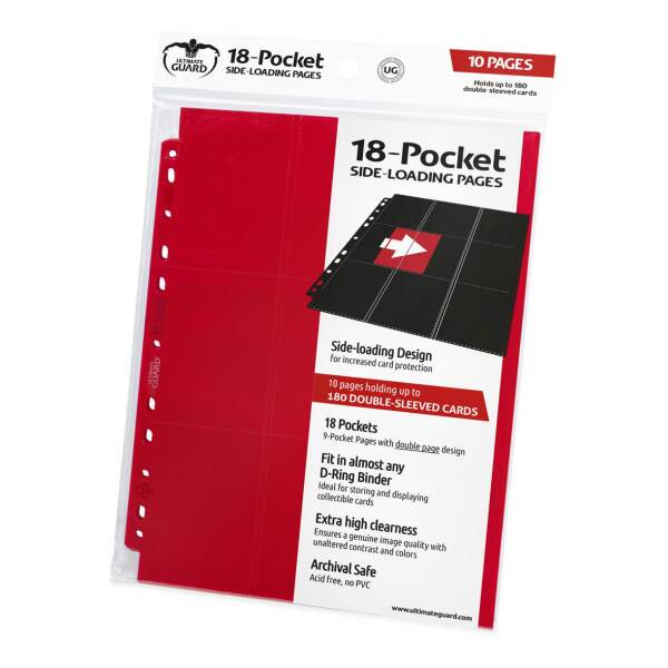 Ultimate Guard 18-Pocket Pages Side-Loading Rojo (10) - Collector4U