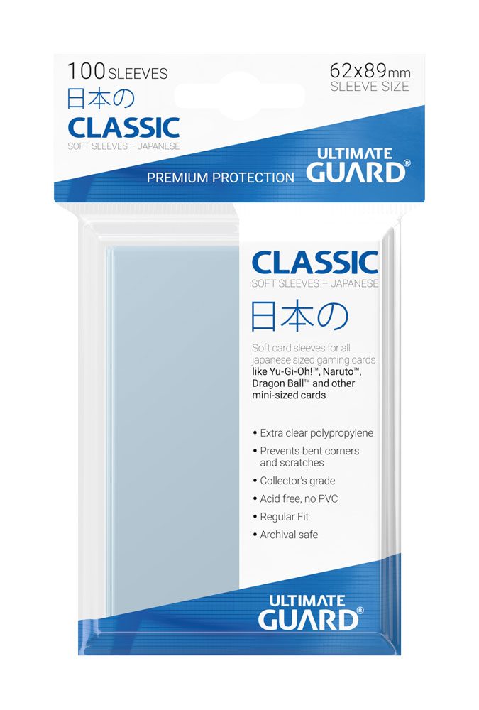 Ultimate Guard Classic Soft Sleeves Fundas de Cartas Tamaño Japonés Transparente (100) - Collector4U