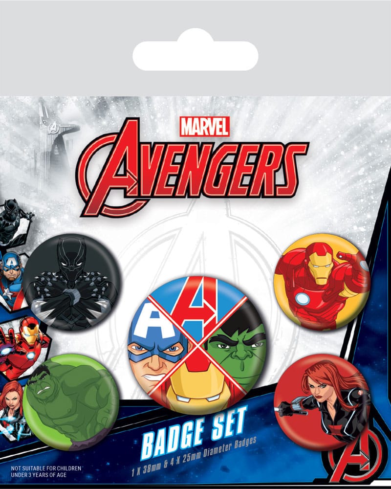 Marvel Pack 5 Chapas Avengers Assemble