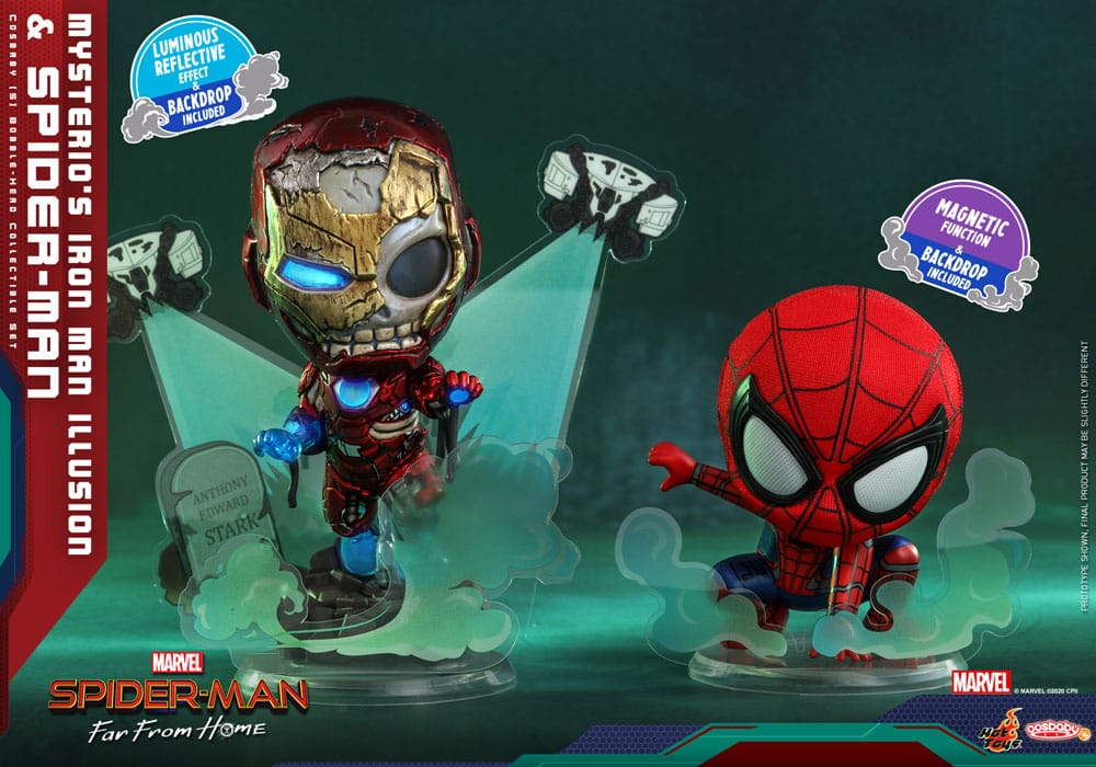 Spider-Man: lejos de casa Minifiguras Cosbaby (S) Mysterio's Iron Man Illusion & Spider-Man 10 cm - Collector4U
