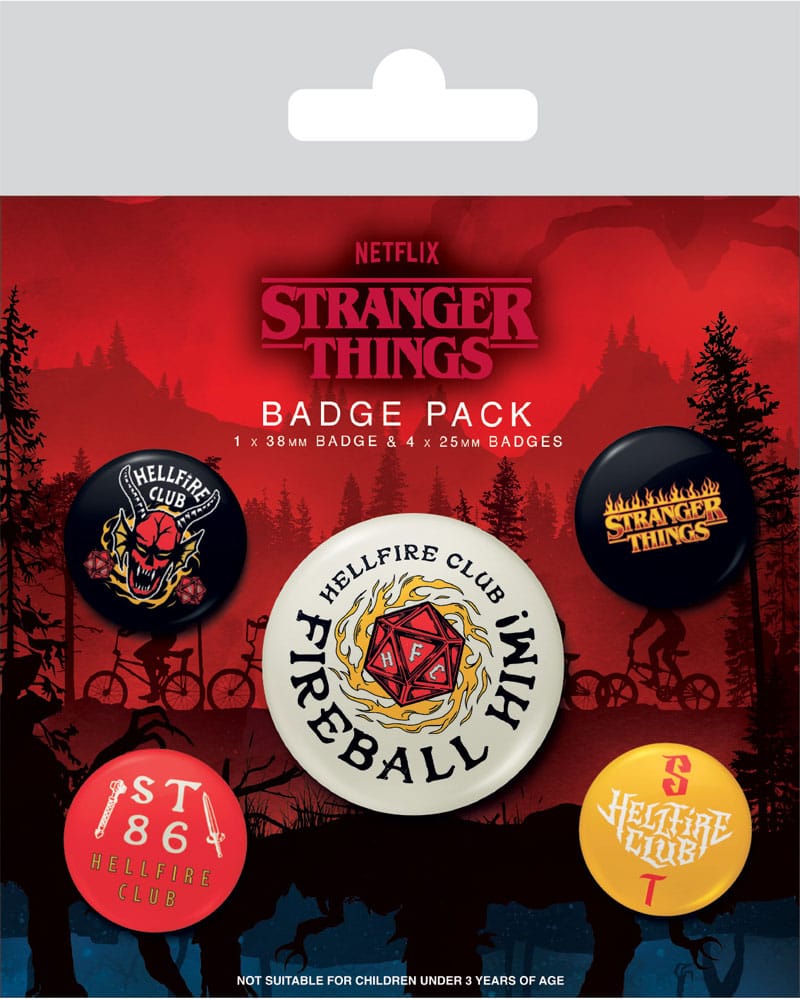 Stranger Things 4 Pack 5 Chapas Hellfire Club - Collector4U