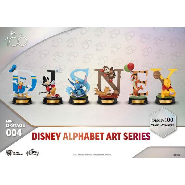 Disney Pack de 6 Estatuas Mini Diorama Stage 100 Years of Wonder-Disney Alphabet Art 10 cm - Collector4U