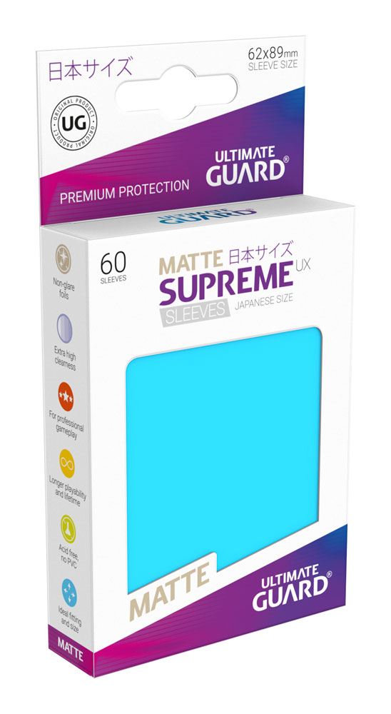 Ultimate Guard Supreme UX Sleeves Fundas de Cartas Tamaño Japonés Azul Celeste Mate (60)