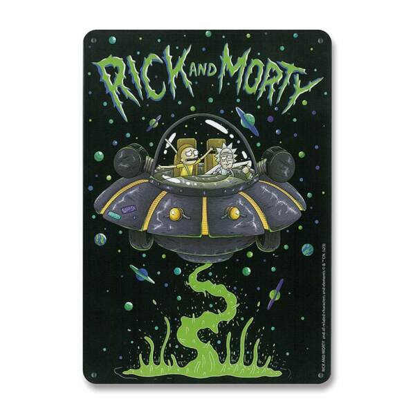 Rick & Morty Placa de Chapa Spaceship 15 x 21 cm - Collector4U