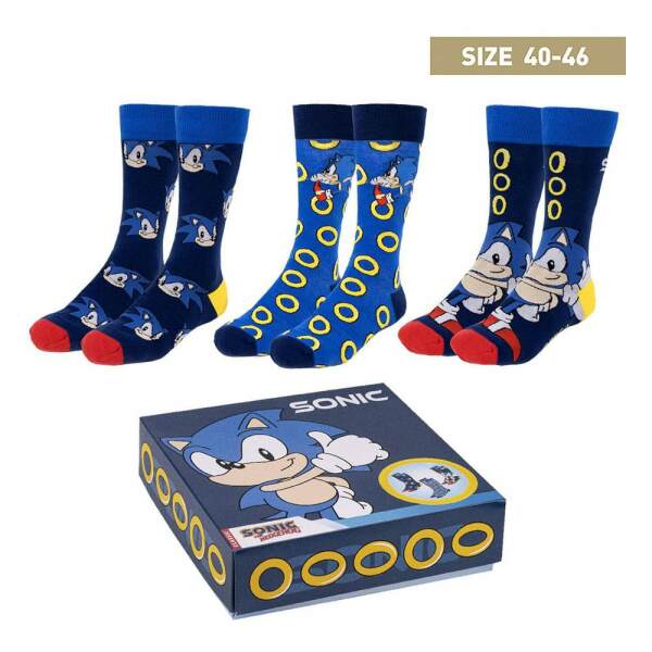 Sonic the Hedgehog Pack de 3 Pares de calcetines Sonic 40-46 - Collector4U