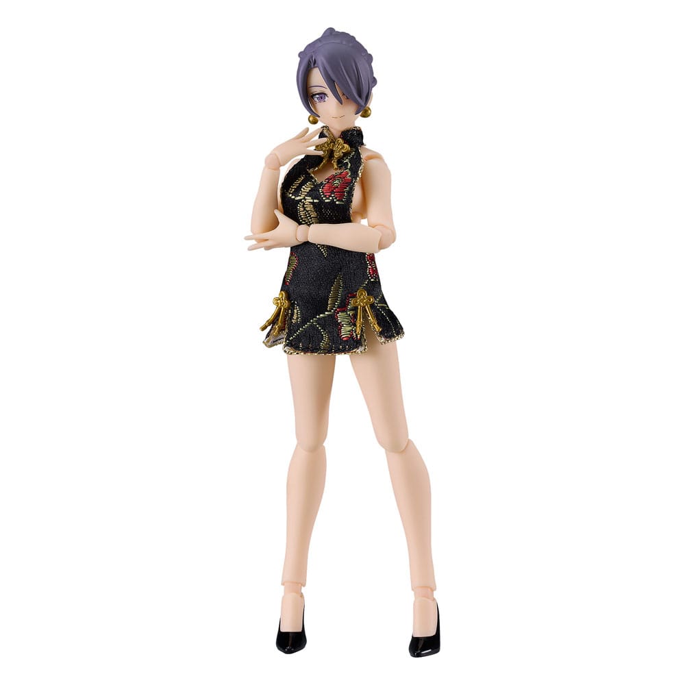 Original Character Figura Figma Female Body (Mika) Mini Skirt Chinese Dress Outfit (Black) 13 cm