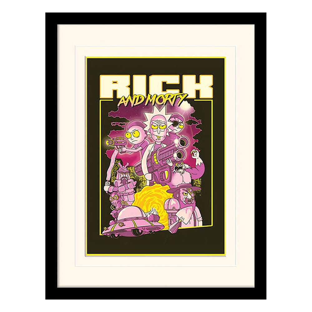 Rick and Morty Póster Enmarcado Collector Print 80s Action Movie (white background)