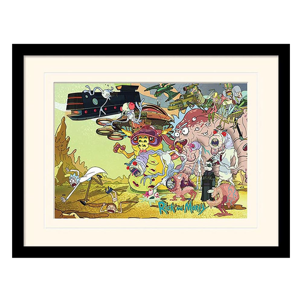 Rick and Morty Póster Enmarcado Collector Print Creature Barrage (white background)
