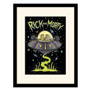 Rick and Morty Póster Enmarcado Collector Print Ufo (white background)