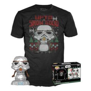 Star Wars The Mandalorian POP! & Tee Set de Minifigura y Camiseta Holiday Stormtrooper(MT) talla L