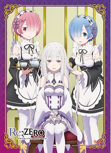 Rezero Starting Life In Another World Poster Tela Emilia Rem Ram