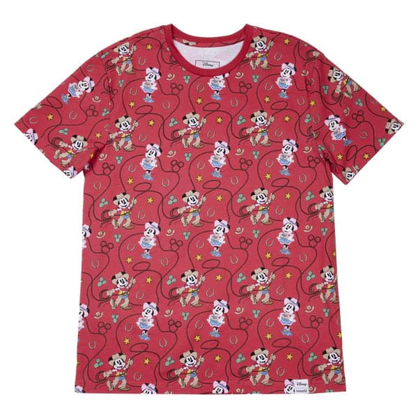 Disney by Loungefly Tee Camiseta Unisex Western Mickey and Minnie Lasso talla XL