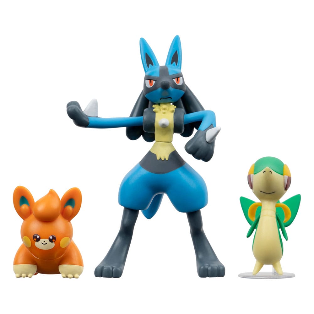 Pokemon Pack De 3 Figuras Battle Figure Set Snivy Pawmi Lucario 5 Cm
