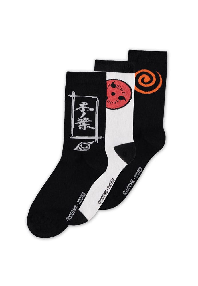 Naruto Shippuden Pack de 3 Pares de Calcetines Sasuke Symbol 43-46